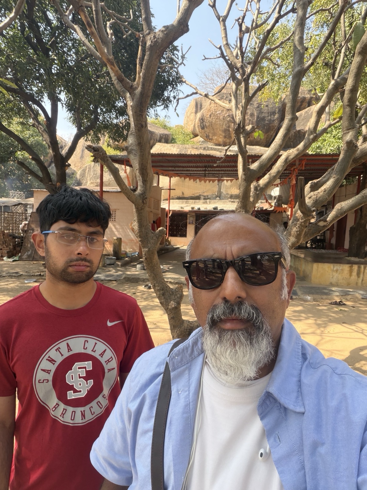 Nagendra and Akul at the entrance identified locally as Sugriva's cave