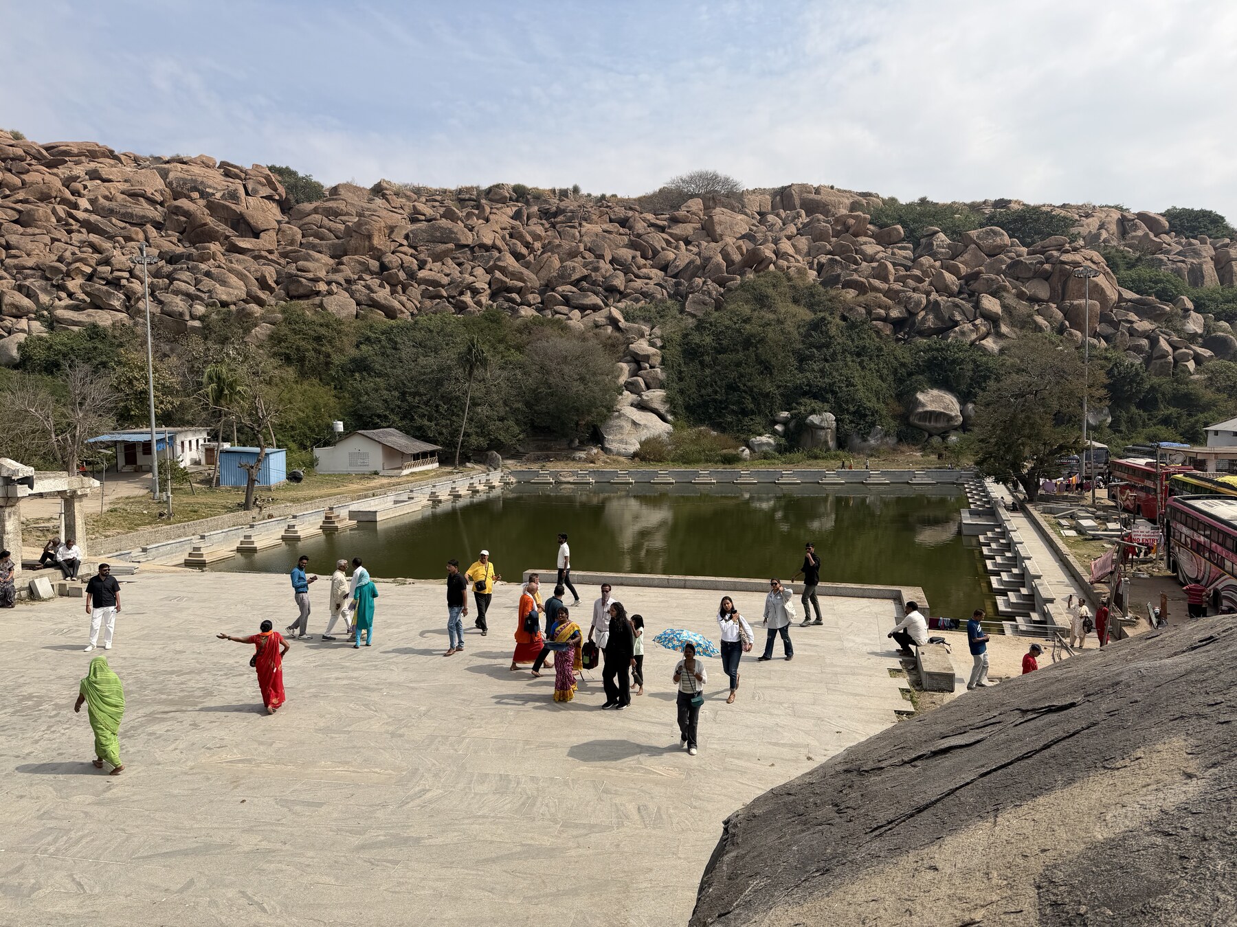 Pampa Sarovar and its gathering space seen from above